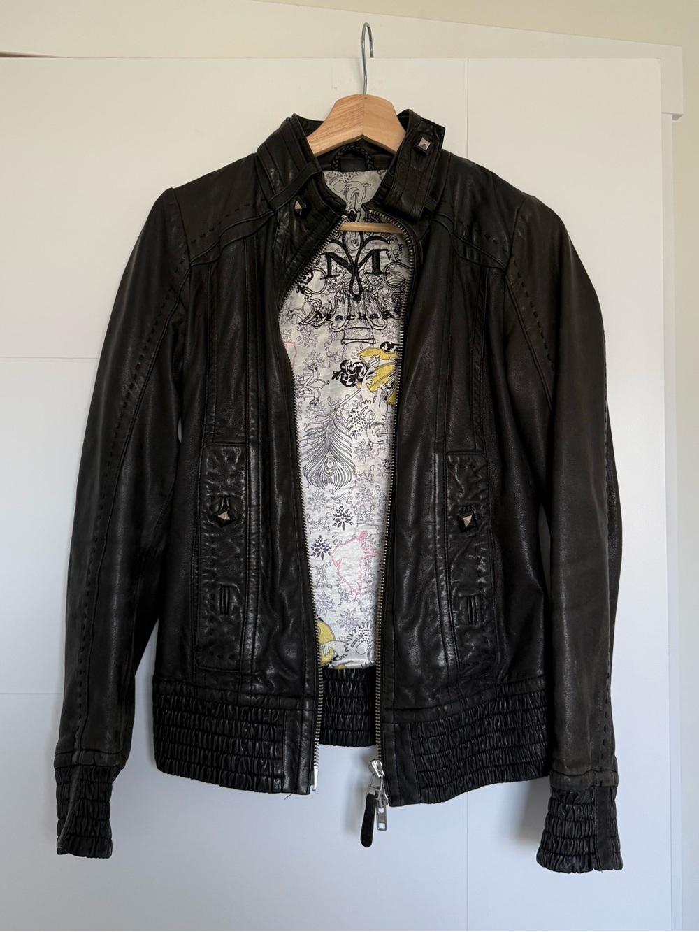 Mackage Women’s Black Leather Zip Jacket - Slim Casual Coat